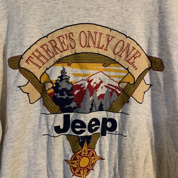 Vintage T-Shirt Tee Short Sleeve Cotton Jeep Large Flawed Grunge - Picture 2 of 6